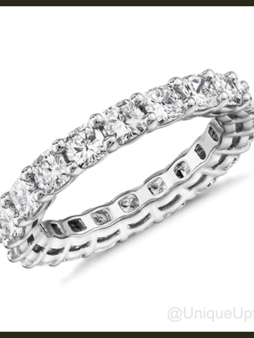 14K Gold Plated Eternity Ring Square Cubic Zirconia Stackable Wedding Band